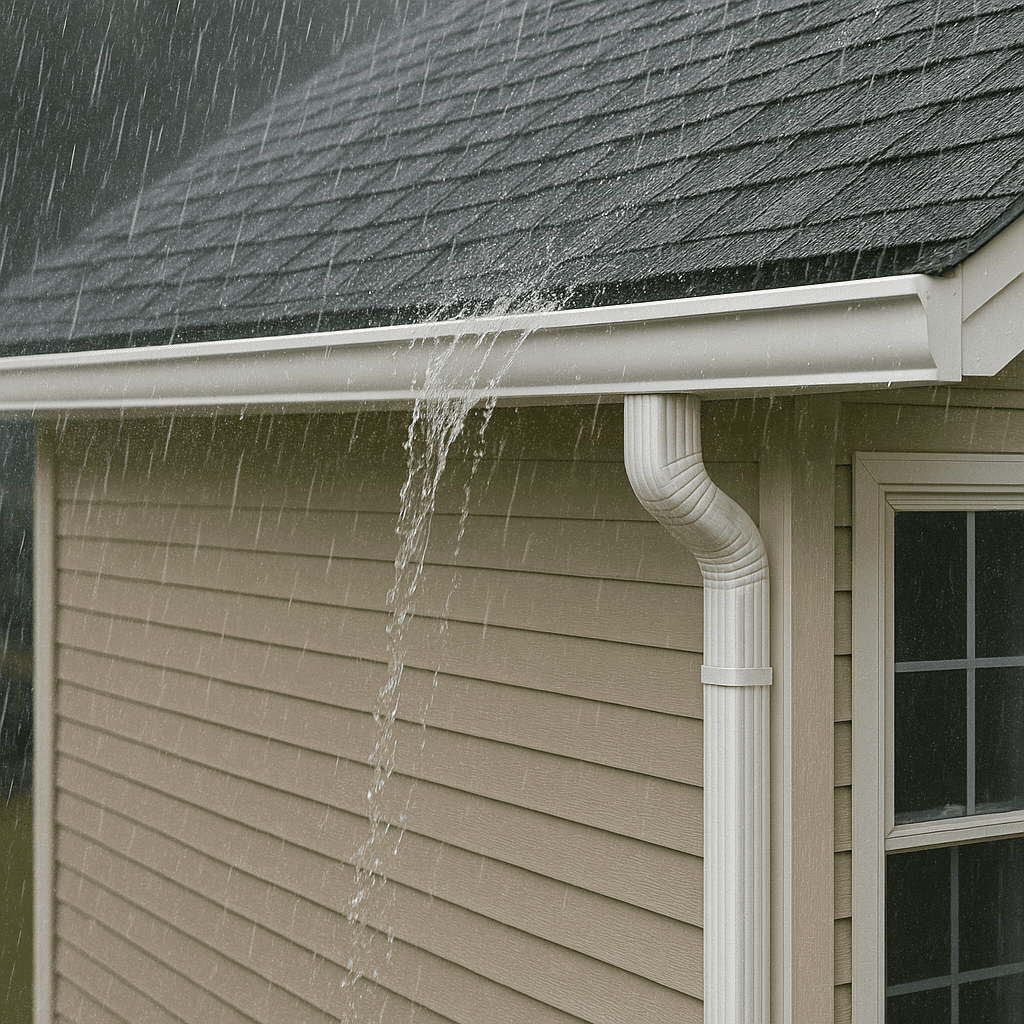 New seamless gutters protect your house from water damage.