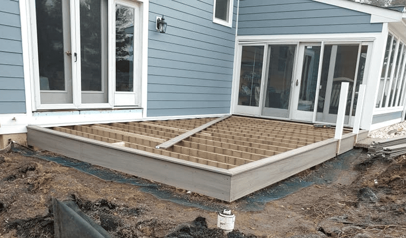 KPI deck framing blue house