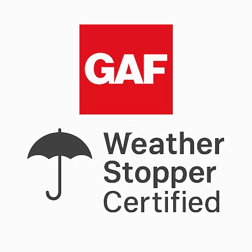 GAF Weather Stopper Certified roofing contractor logo for KPI Jr. Exteriors